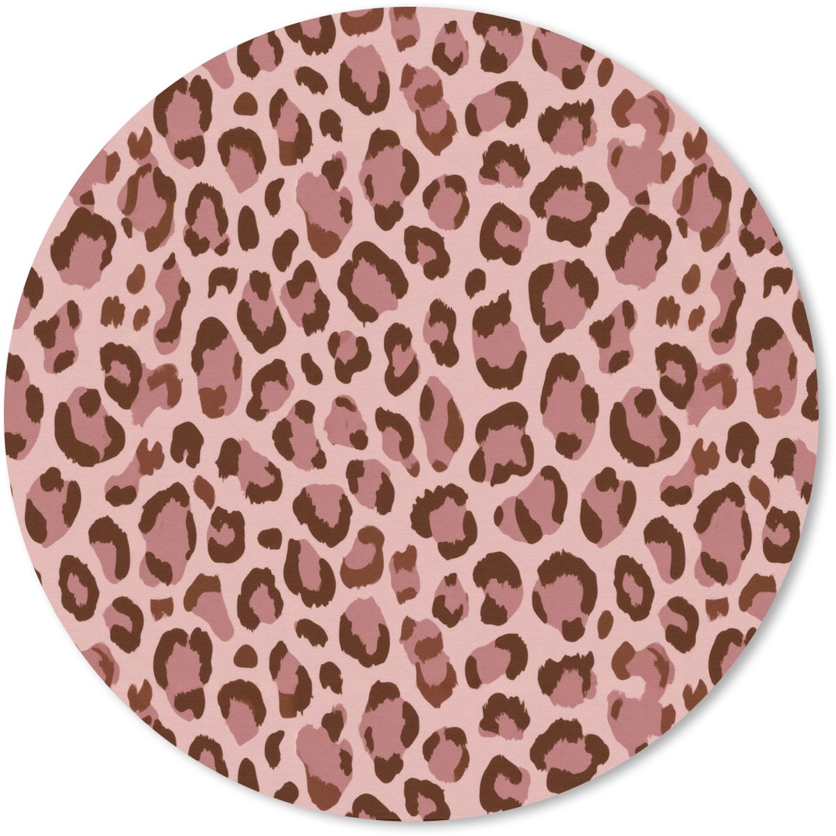 Muismat rond 30x30 cm - Mousepad Luipaard - Patroon - Roze - Ronde muismatten