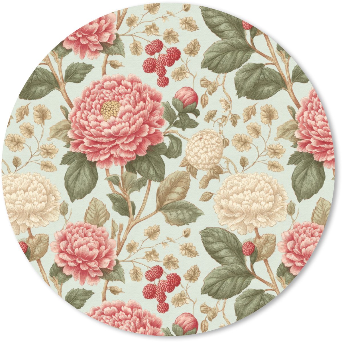Muismat rond 20x20 cm - Mousepad Klassiek - Botanisch - Veelkleurig - Ronde muismatten