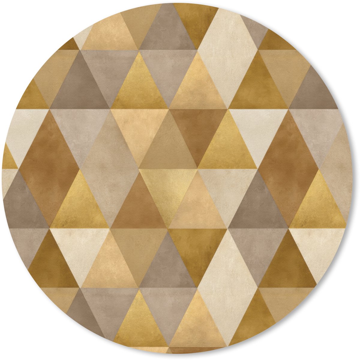 Muismat rond 20x20 cm - Mousepad Geometrisch - Driehoek - Goud - Ronde muismatten