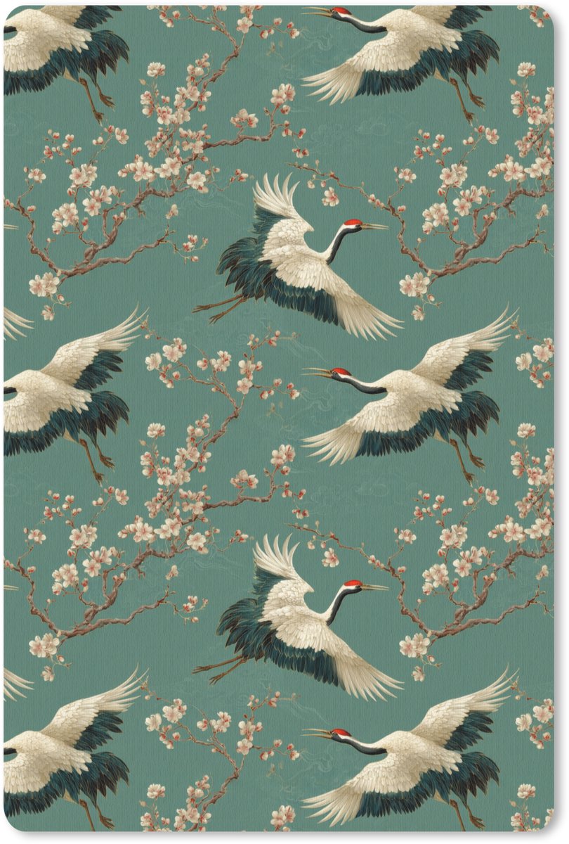 Muismat 13x20 cm - Mousepad Kersenbloesem - Kraamvogels - Groen - Muismatten