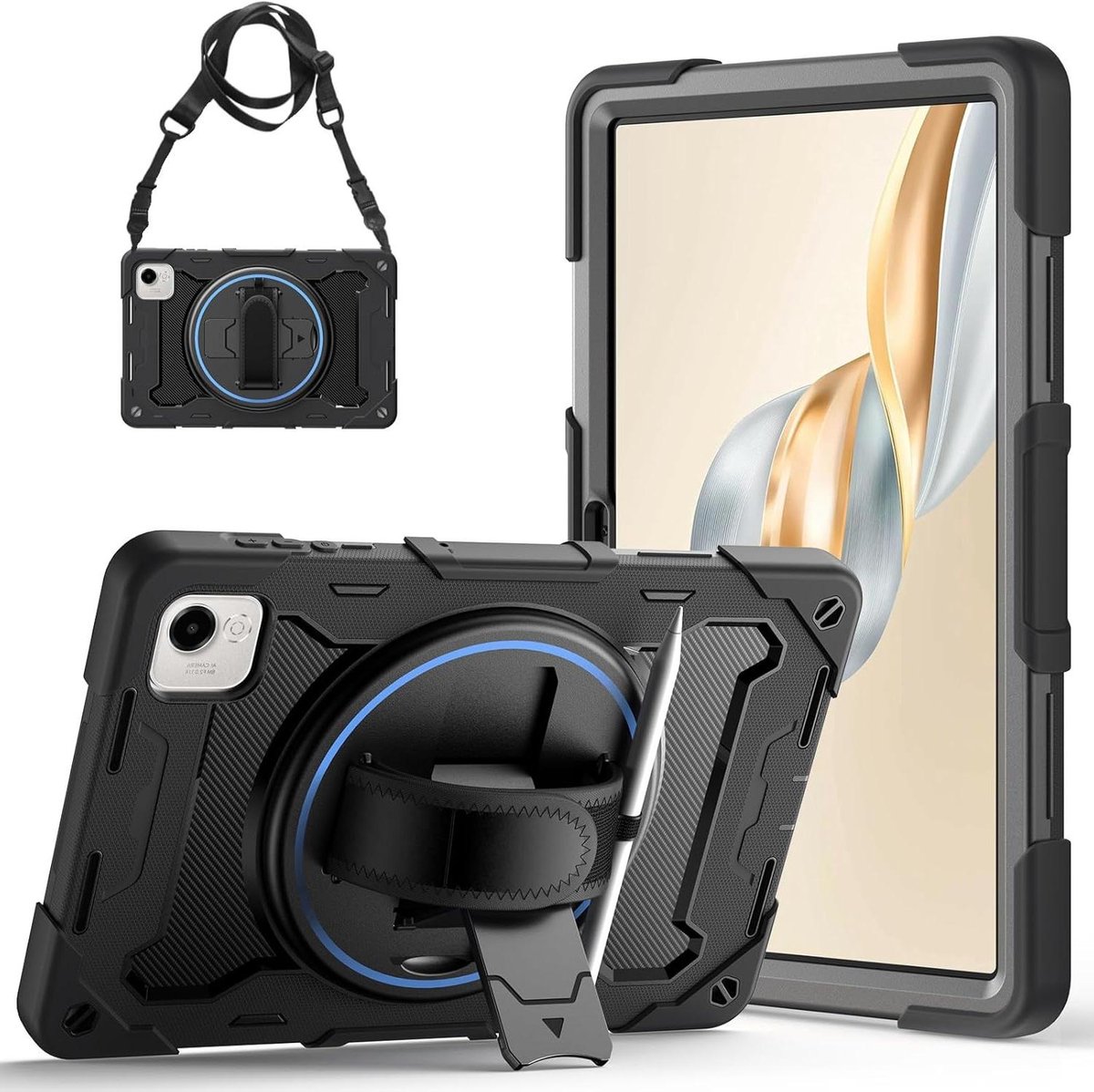 Beschermhoes Tablet - Tablet Case - Tablet Beschermen - 360 Graden Standaard - 115 inch - Zwart
