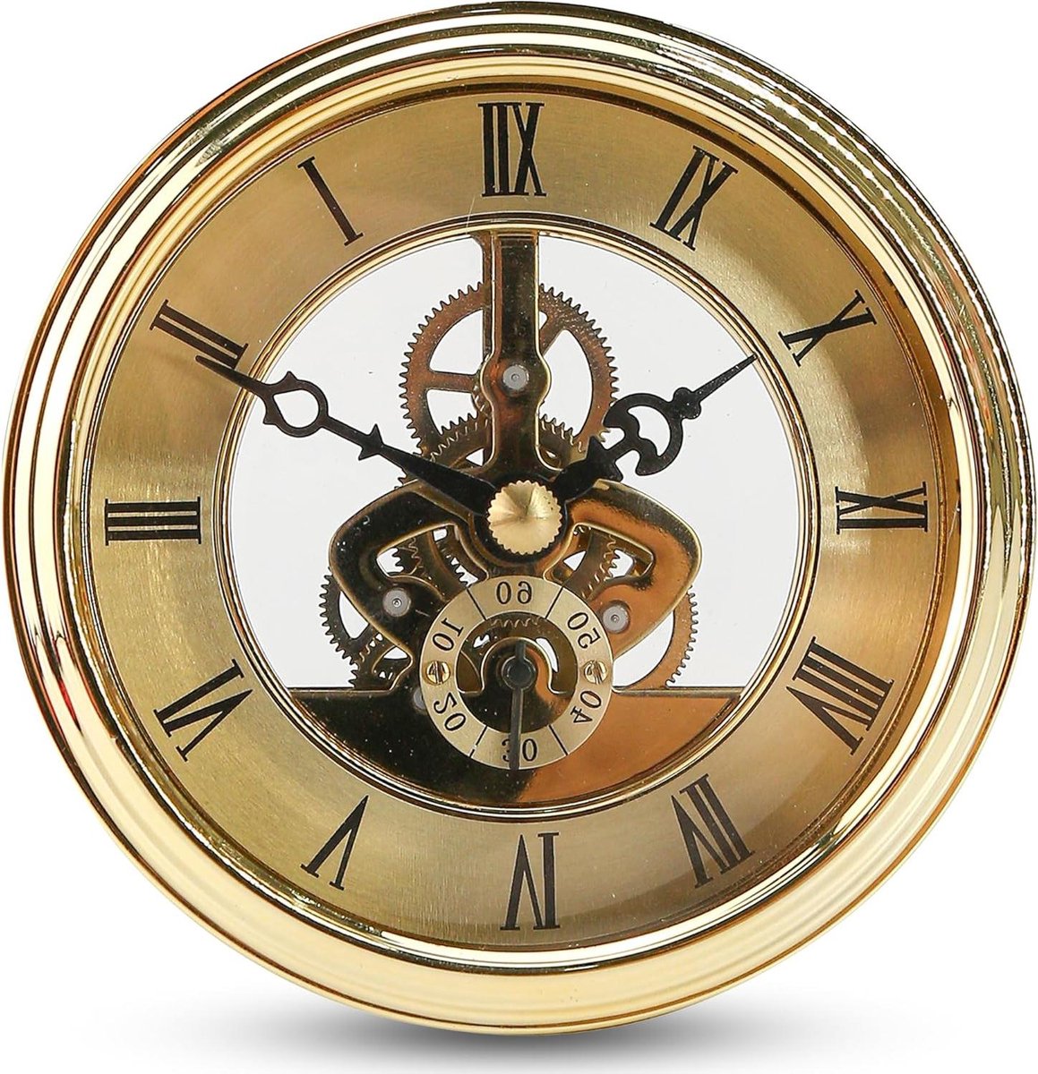 Klok Inzetstuk - Uurwerk Inzet - Klok Maken - Romeinse Cijfers - 97mm Diameter - Goud