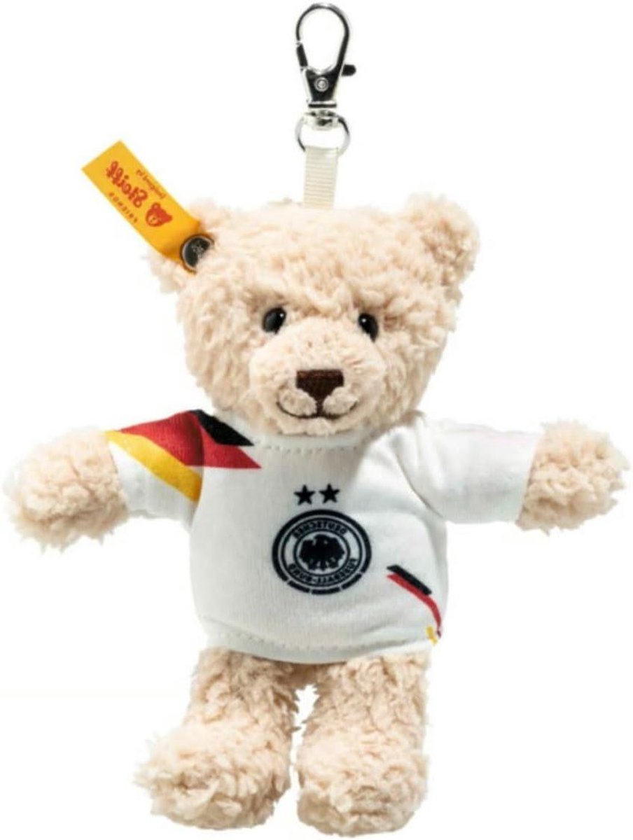 Knuffelbeer Mila DFB - Pluche dier sleutelhanger - Voetbal fan accessoire - Originele Steiff kwaliteit - 12 cm - Beige
