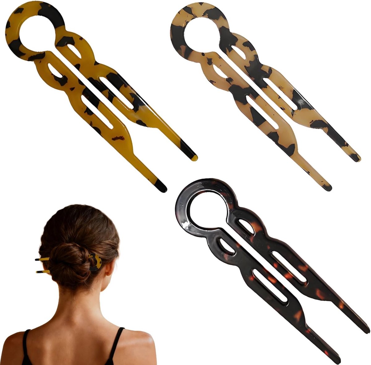 Set van 3 Elegante Franse Haarklemmen voor Dik en Lang Haar