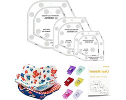 Kom Gezellig Sjabloon - Naaipatronen Quiltliniaal - DIY Kunst Maken - 3 Maten Acryl - 25.9 cm - Transparant