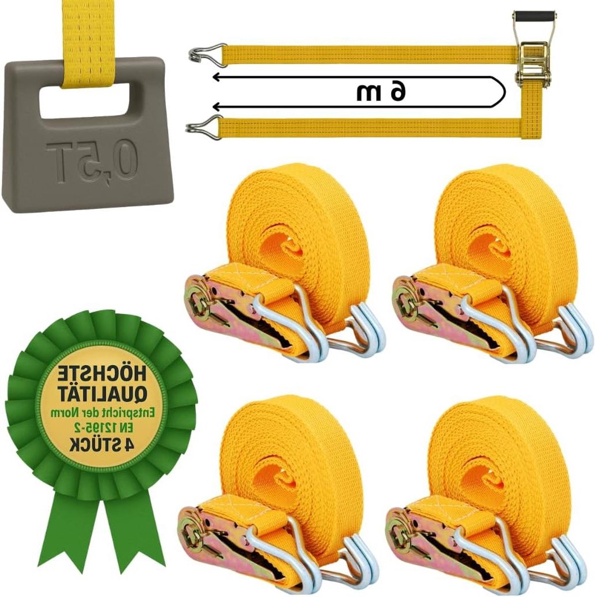 Ratelbanden Set - Spanbanden Aanhanger - Lading Zekeren - Europees Product - 6 Meter - Blauw