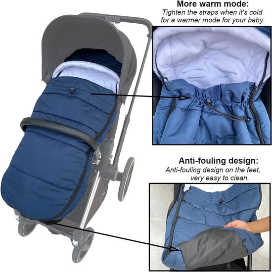 Universele Voetenzak - Kinderwagen Zak Baby - Baby Warm Houden - Spatwaterdicht Oppervlak - 90 x 45 cm - Blauw van Universele — afbeelding 5
