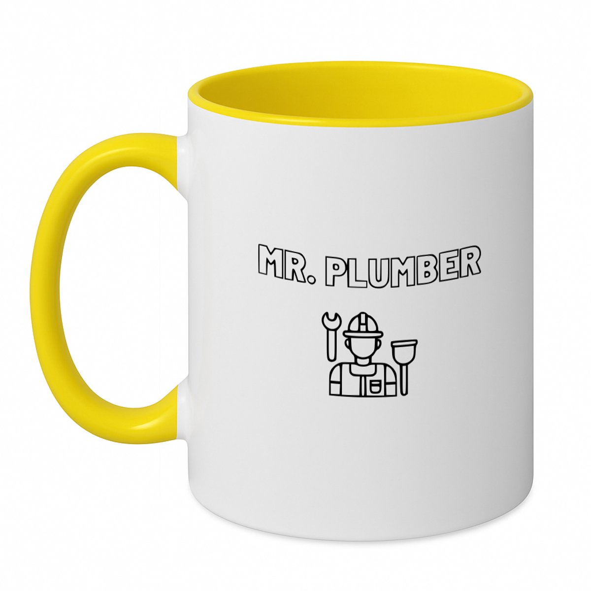 Hacebo® - Loodgieter MR. plumber koffiebeker geel - Loodgieter - Familie vrienden collega - thee mok - koffie beker - Cadeau - koffiemok - 350 ML inhoud