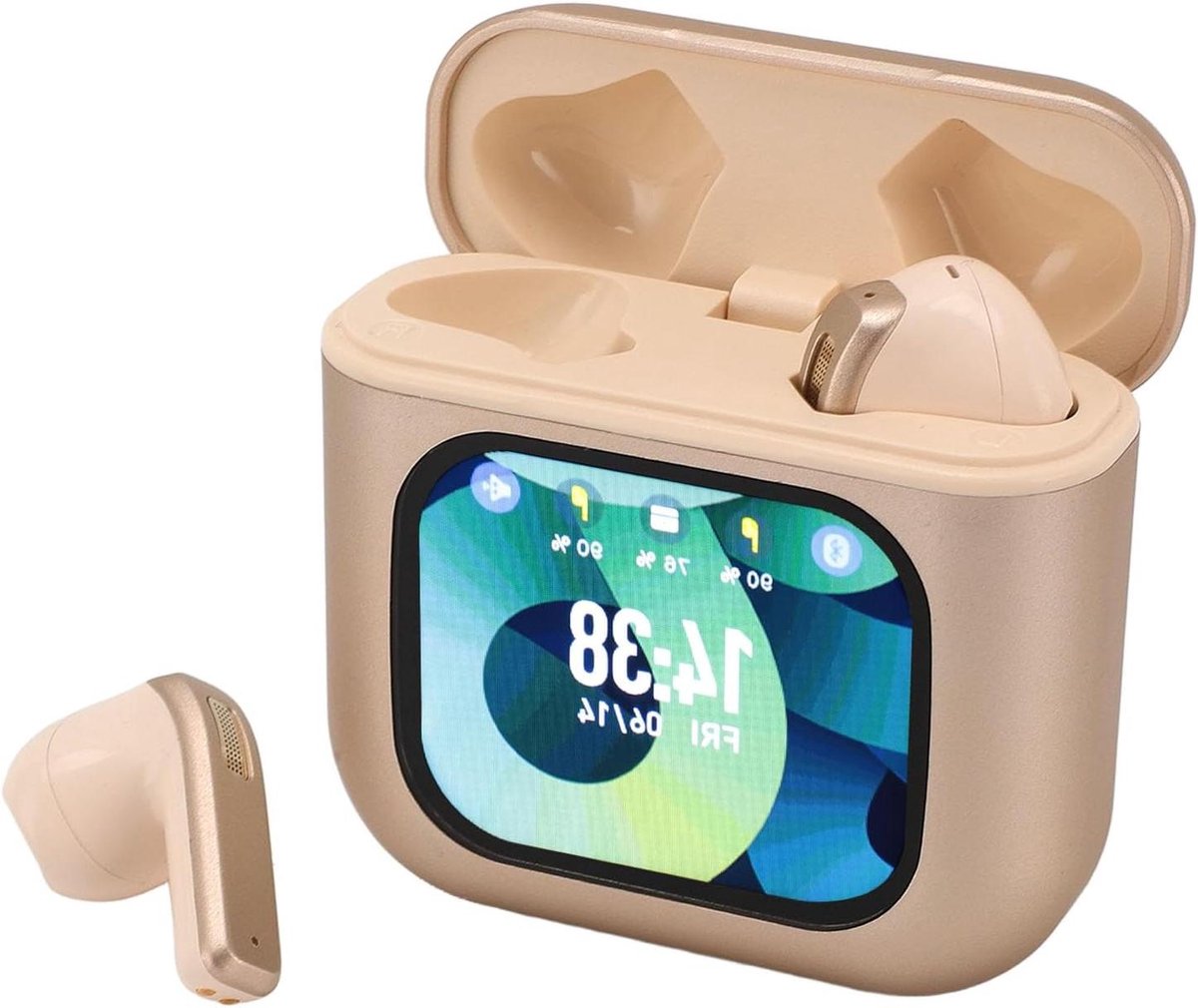 Draadloze Oordopjes - Bluetooth Hoofdtelefoon - Muziek Luisteren - Touchscreen Oplaadcase - 30 uur batterijduur - Goud
