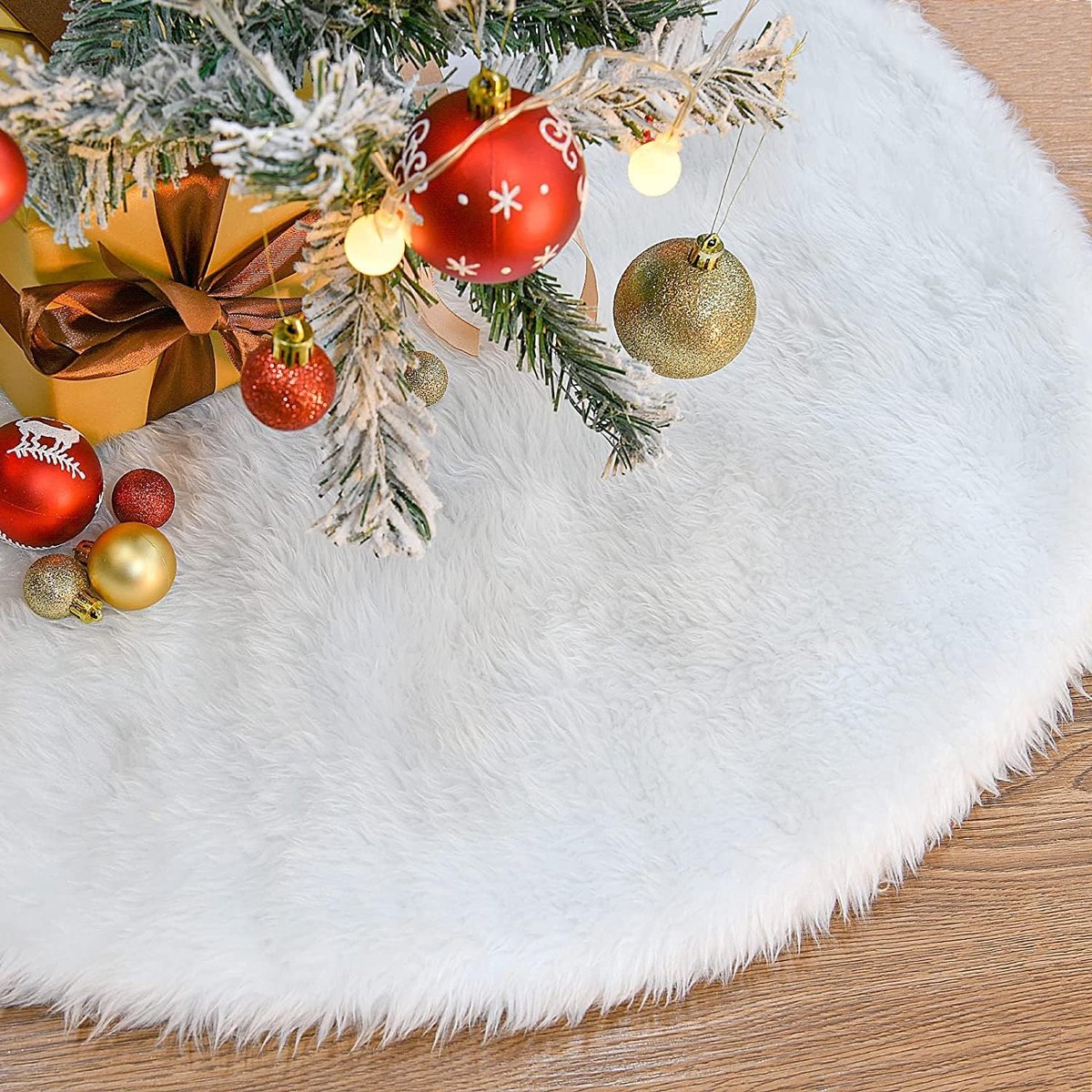 78cm Christmas Tree Skirt - Snow White Thick Plush Tree Base Cover - Floor Mat voor Kerst en Nieuwjaar Decoraties
