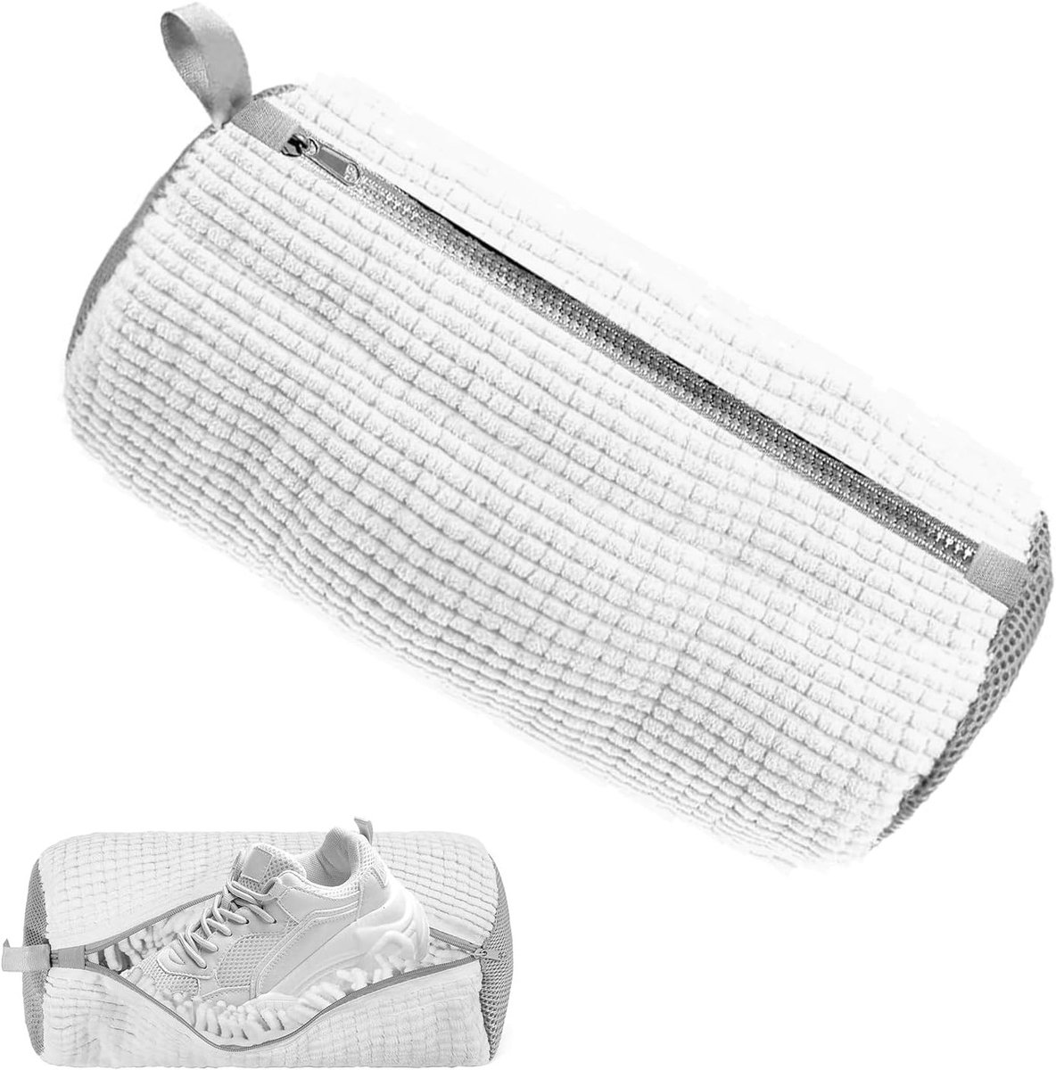 Waszak voor schoenen - set van 2 waszakken met rits, ideaal voor het wassen van sneakers en sportschoenen, chenille waszakken voor de wasmachine