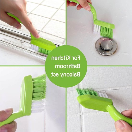 3-pack Tegelvoegschrobborstel voor Diepe Reiniging, Hoekschrobborstel voor Badkamer, Keuken en Douchevloeren met Ergonomisch Handvat van Merkloos	 — afbeelding 3