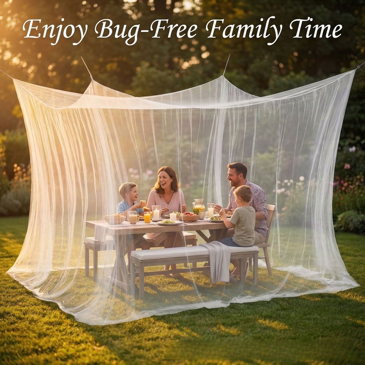 Extra Groot Muggennet, 180x600x250cm, 1-deurs, Met 8m Touwen, Snelle Installatie voor Tuin, Picknick en Kamperen -Wit