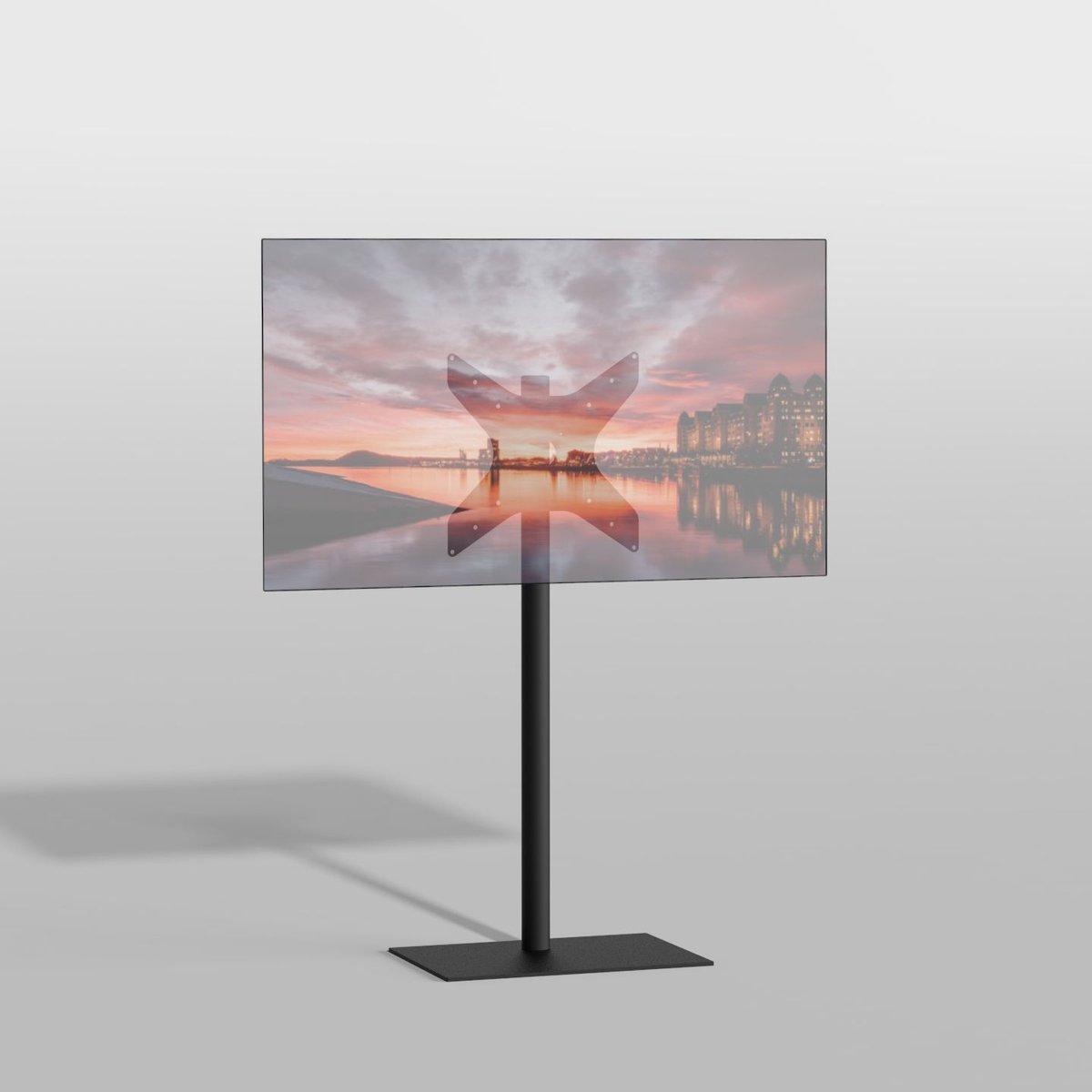 TV vloerstatief SQUARE 120 Design Tv standaard Trendy Zwart Staal 32-65”
