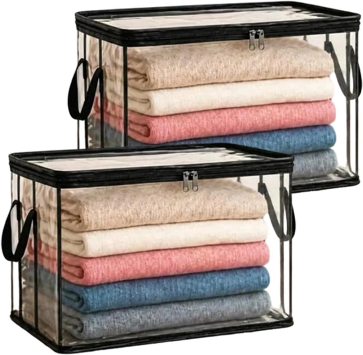 Grote opbergtas - Opbergbox kleding - Seizoensopslag - Verstevigd PVC - 25x32x24 cm - Zwart