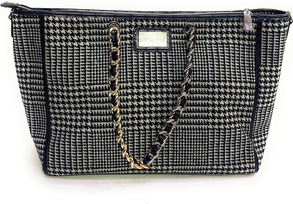 Schoudertas - Damestas Hobotas - Dagelijks Gebruik - Dubbele Kettinggreep - 38 x 18 x 33 cm - Zwart