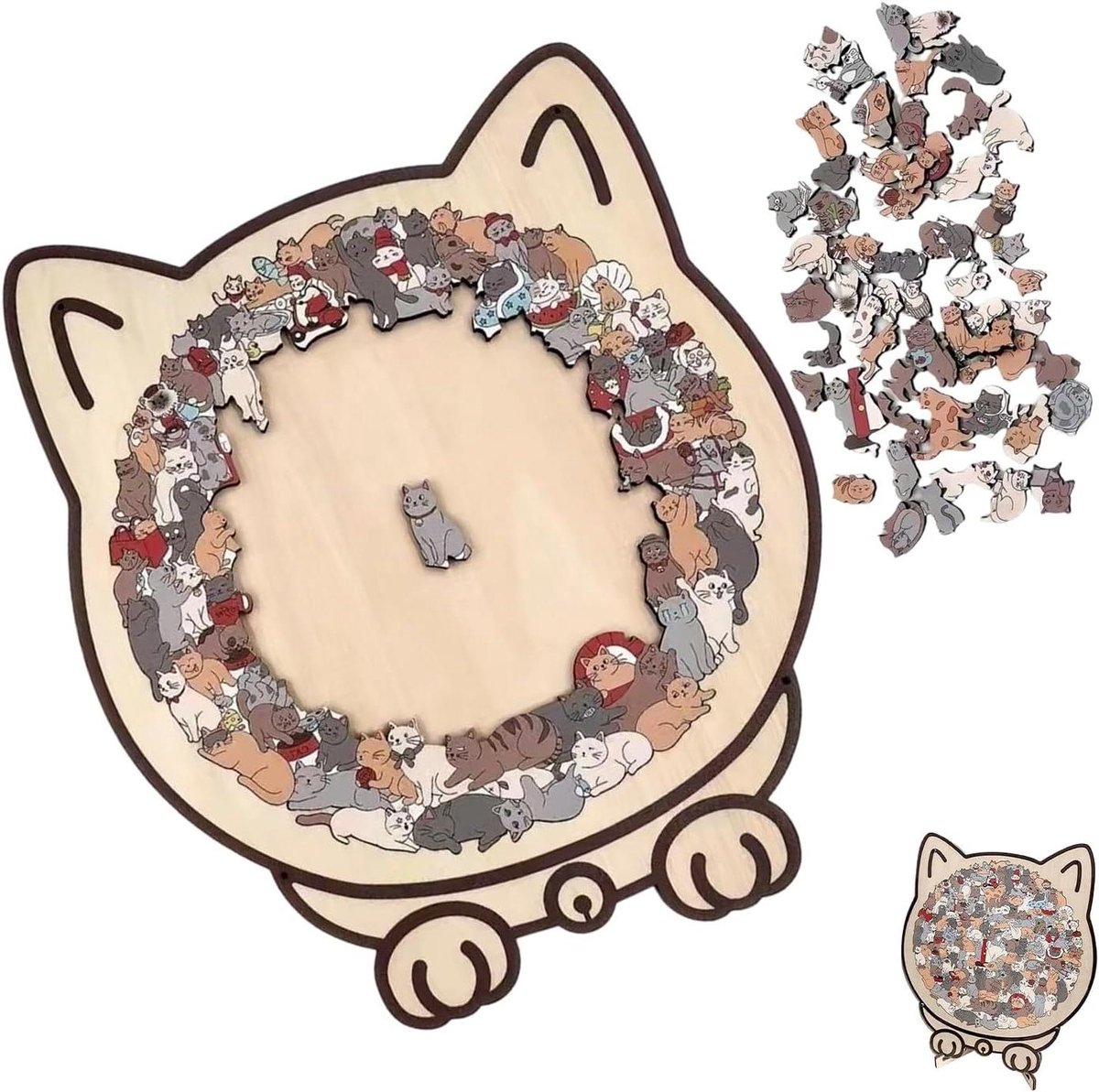 Houten Kat Puzzel - Decoratie Set - Ontspannen Knutselen - Precies Passende Stukken - 135 Stukken - Niet gespecificeerd