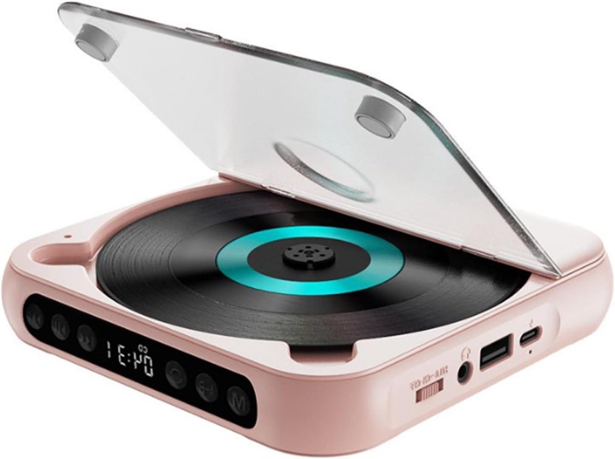 Draagbare CD Speler - Muziekspeler Bluetooth - Muziek Luisteren - Ingebouwde Stereo Speakers - 5.3 Inch - Roze