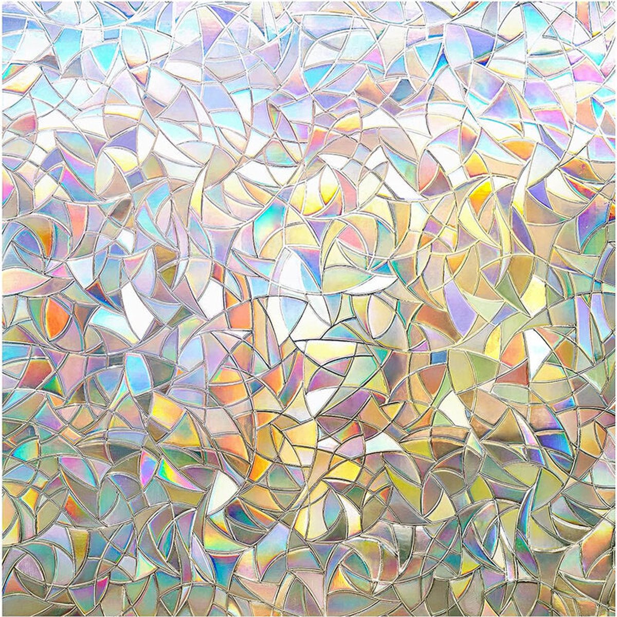 45x200cm elektrostatische raamfolie, regenboogeffect, decoratieve privacyfolie, 3D UV-beschermende raamfolie, ideale verduisteringsfolie.