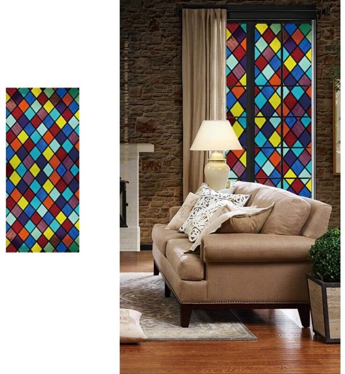 45x100cm privacy raamfolie, ondoorzichtige decoratieve glas-in-lood raamfolie, zelfklevende verduisterende raamfoliegeschikt voor thuisgebruik