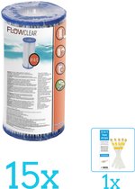 Bestway - Flowclear - Filtercartridge Type III - Volumebundel - Filter - 15-delig