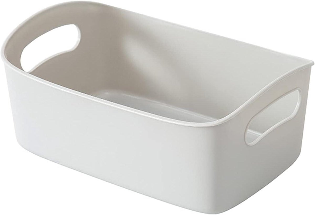 Plastic mand - Opbergbak - Ruimte besparen - Met handgrepen - 3 maten - Grijs