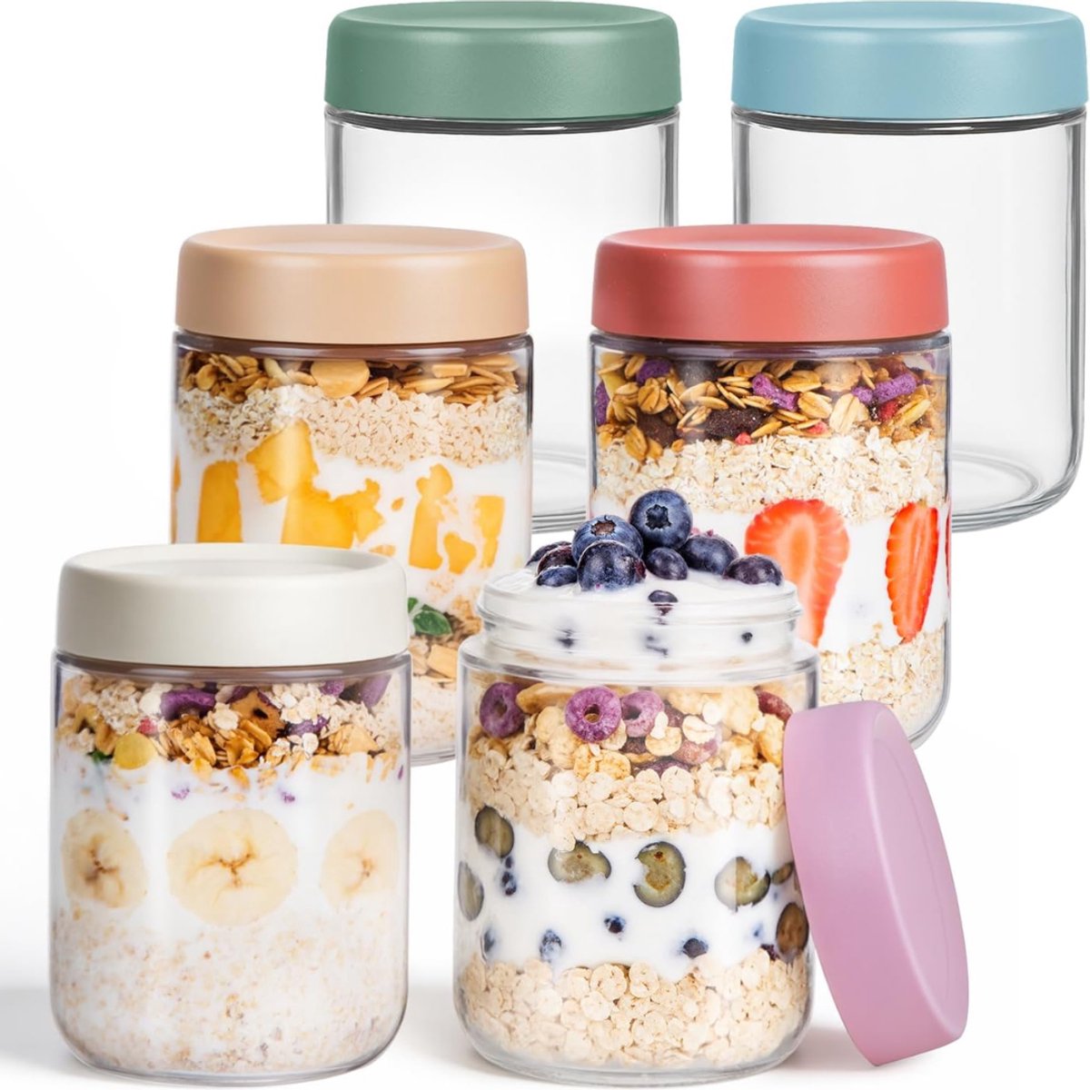 DailySupplies® Overnight Oats Potjes - Mason Jar - Meusli Beker met Deksel