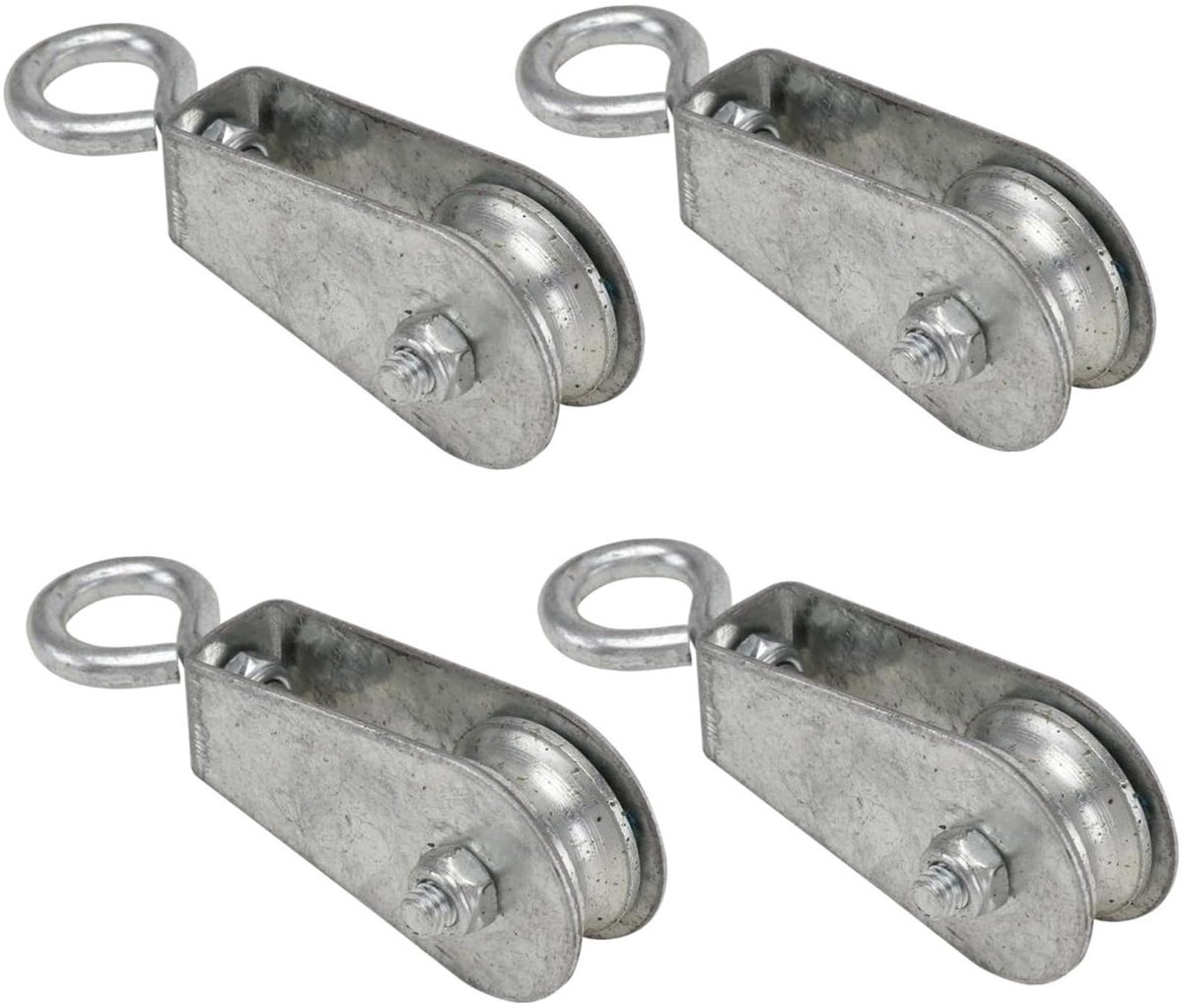 Kabel Katrol Set - Draaibare Poelie - Materiaal Hijsen - Stevige IJzeren Constructie - 4 Stuks - Zilver