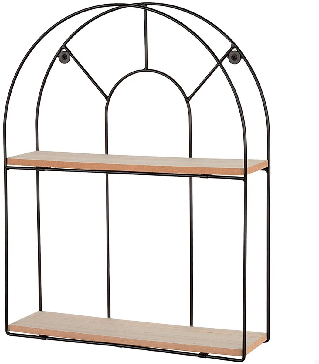 Max Home Houten Wandplank Boog 35x10x45 Cm 2 Planken Bruin
