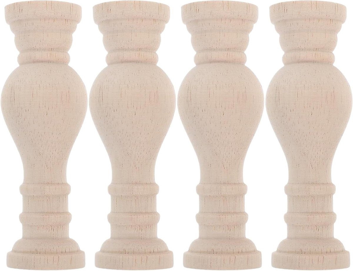 Houten Sierstukken Kolom - Houtbewerking Decoratie - Meubel Renovatie - Handgesneden Profiel - 10 x 3 x 3 cm - Beige