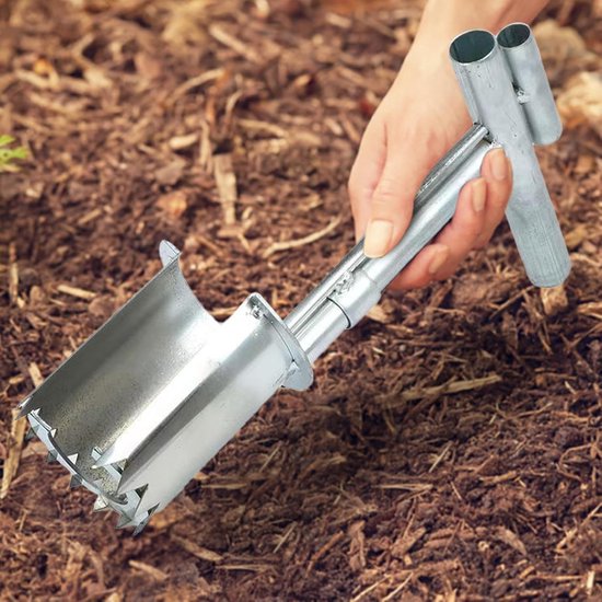 Bollenplanter Tool - Tuin Transplanter - Bloembollen Planten - Roestvrij Staal - 35 x 25 x 13 cm - Zilver — afbeelding 2