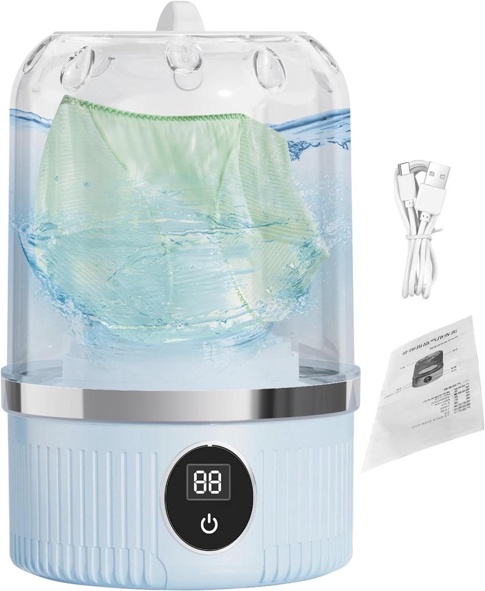Kleine wasmachine Draagbare machine Snel wassen Oplaadbaar apparaat 21.5 cm Wit