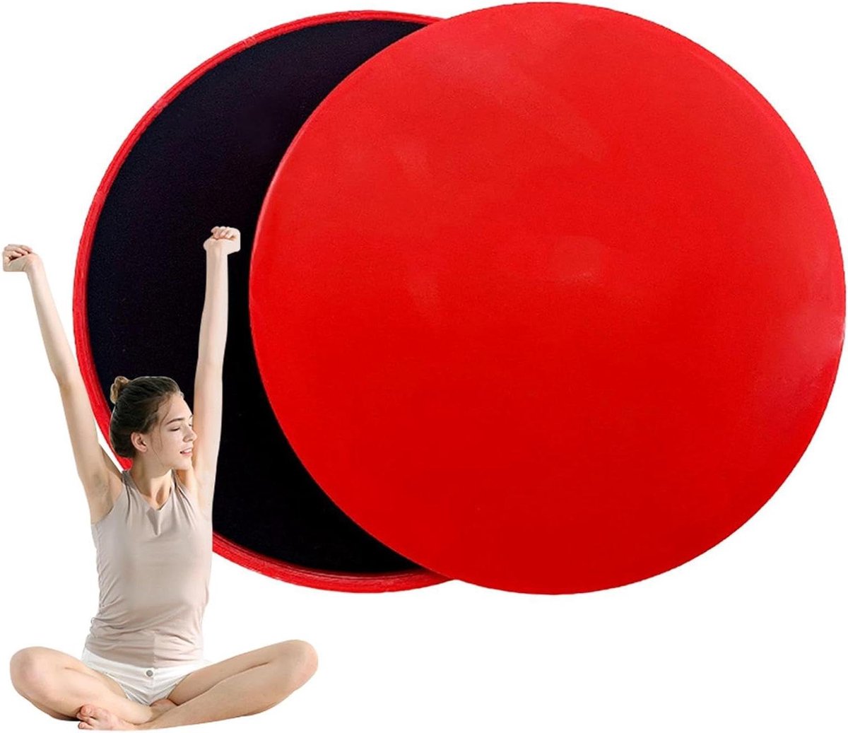 Pilates Kernschijven - Fitness Gliders - Core Training - Vloerbeschermend Materiaal - 17 cm Diameter - Rood