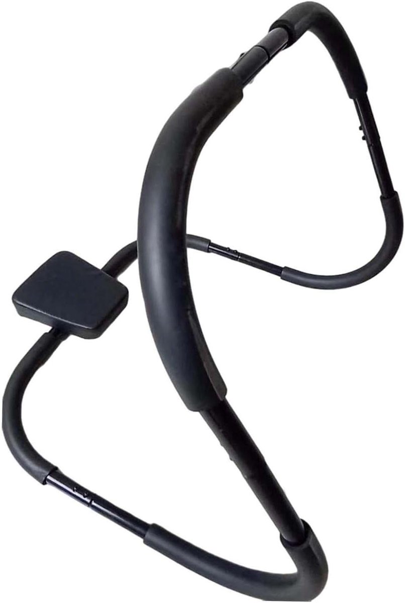 Buikspiertrainer met Hoofdsteun - Core Trainer Fitness - Effectieve Spiertraining - Compact Fitnessapparaat - 74cm x 70cm x 62cm - Zwart