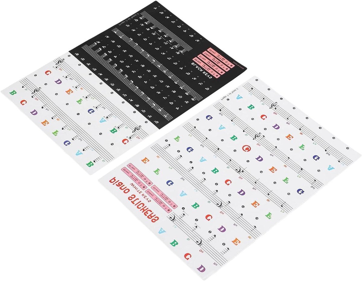 Pianotoetsen Stickers - Sleutel Labels - Muziek Leren - Kristalheldere Letters - 88 Toetsen - Transparant