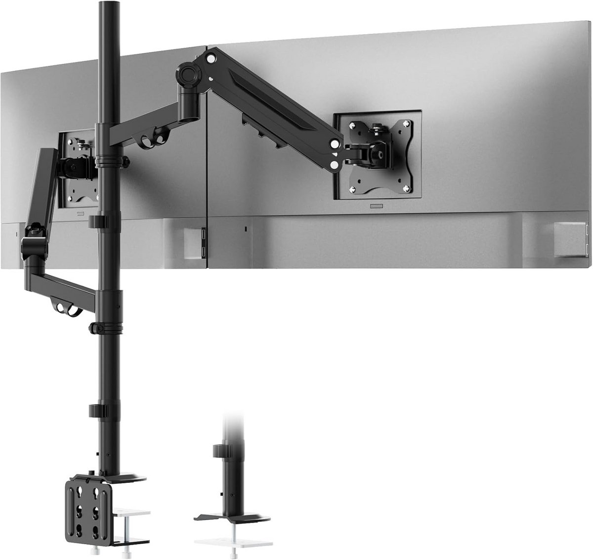 Monitorhouder - Dubbele standaard - Ergonomisch werken - Verticale stapel - Tot 40 inch - Zwart