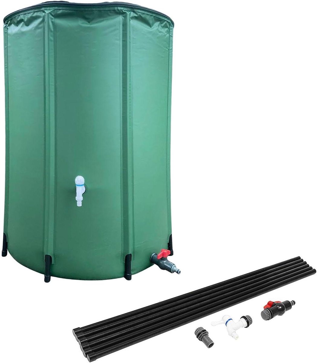 Regenton Water Collector - Opvouwbare Watertank - Tuin Water Besparen - Praktische Mesh Hoes - Tot 750L - Donkergroen