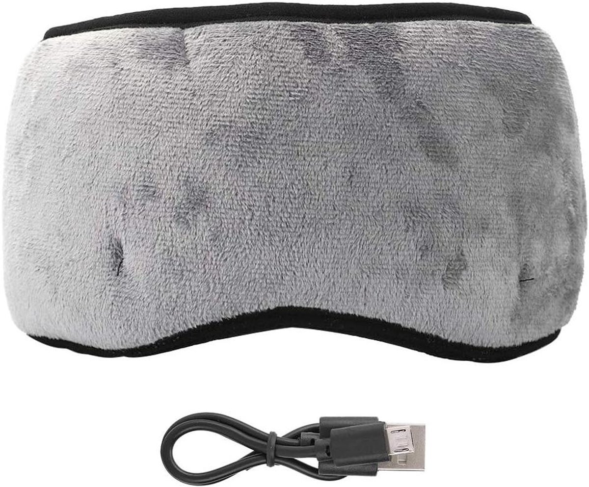 Oogmasker Hoofdtelefoon - Slaapmasker Muziek - Ontspannen Slapen - Ingebouwde Speakers - 16 x 13 cm - Grijs