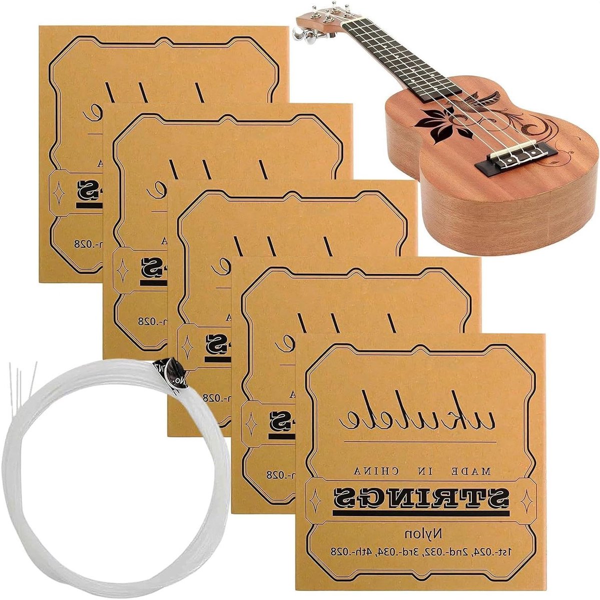 Ukelele Snaren Set - Reparatie Kit - Muziek Maken - 5 Sets Nylon - Standaard Maat - Nylon