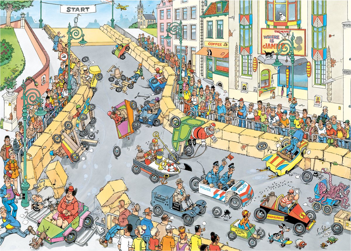 Jan van Haasteren - 200ste Legpuzzel - Zeepkisten Race - 1000 stukjes - Puzzel — afbeelding 4
