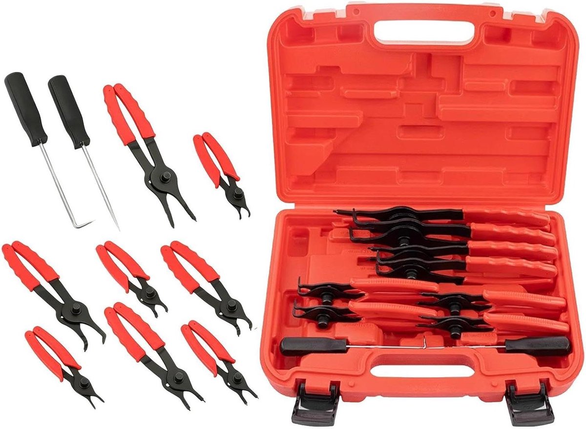 Montage Demontage Tang - Circlip Tangen Set - Garage Onderhoud - Praktisch Opbergsysteem - 31x21x7.5 cm - Niet gespecificeerd