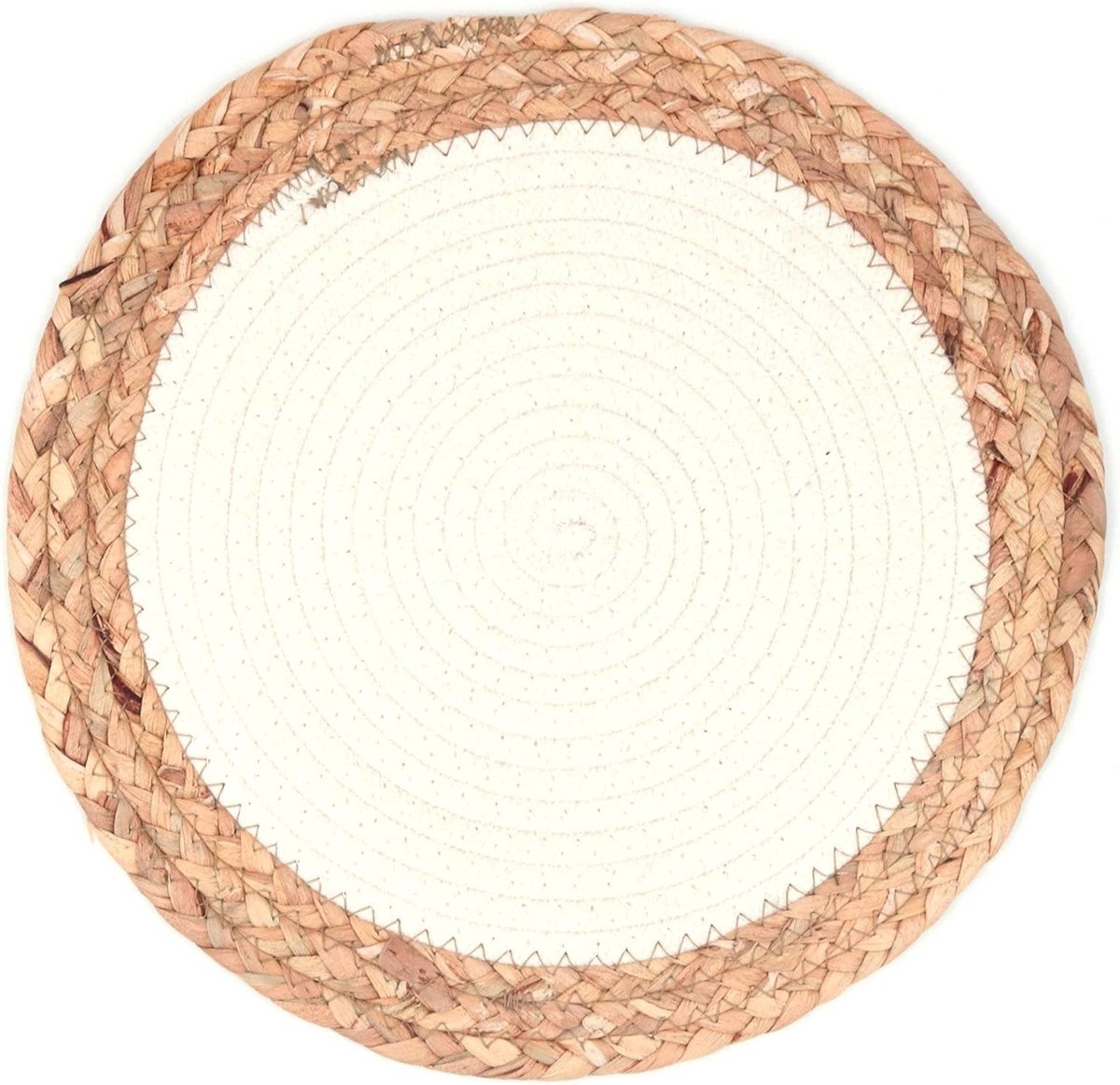 Ronde tafelkleden van katoen - 12 inch diameter - Woven tafelmatten, hittebestendige onderzetters en keukentoebehoren in crèmekleur