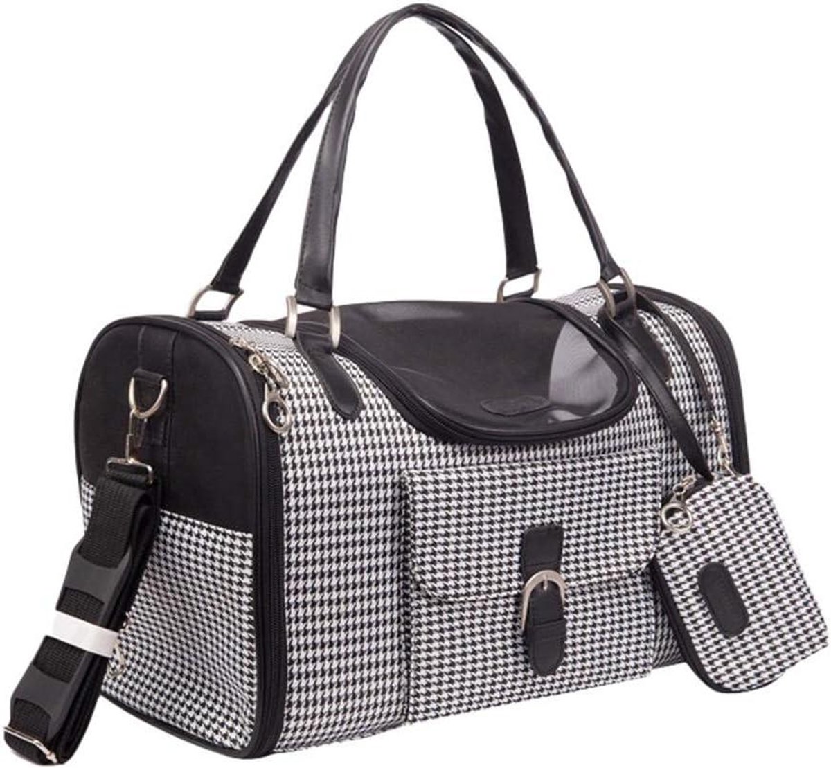 Huisdieren Draagtas - Reis Handtas - Veilig Vervoer - Ademend Mesh - 34x22x20 cm - Geruit