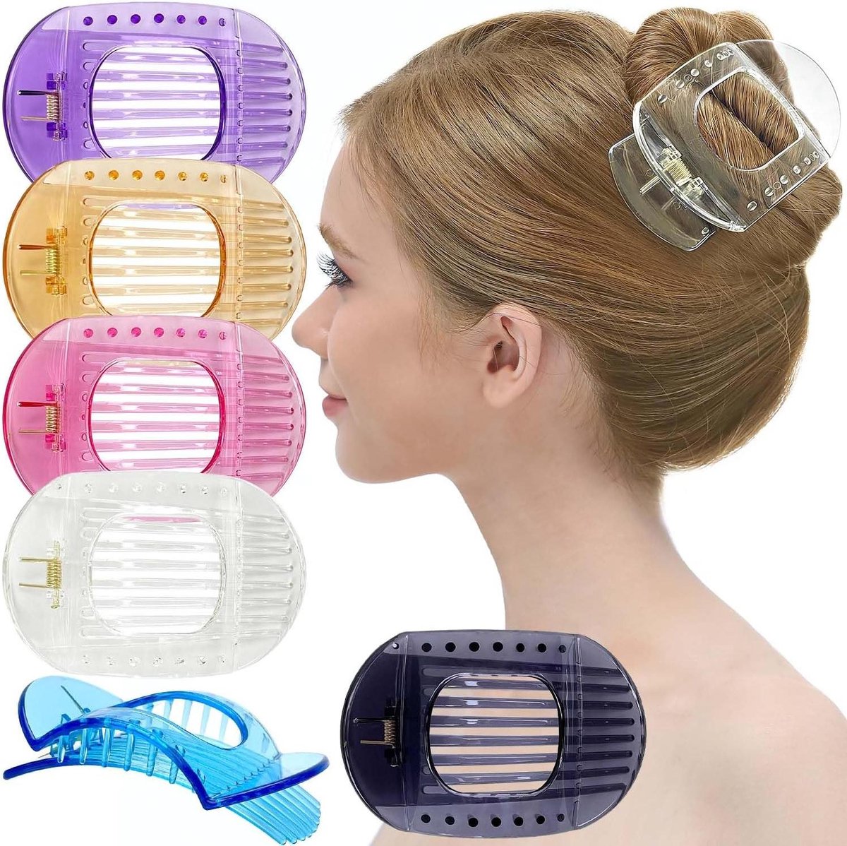 Haarklem Klemmen - Vierkante Clips - Haar Styling - Sterke Grip - 86 cm Lengte - Zwart