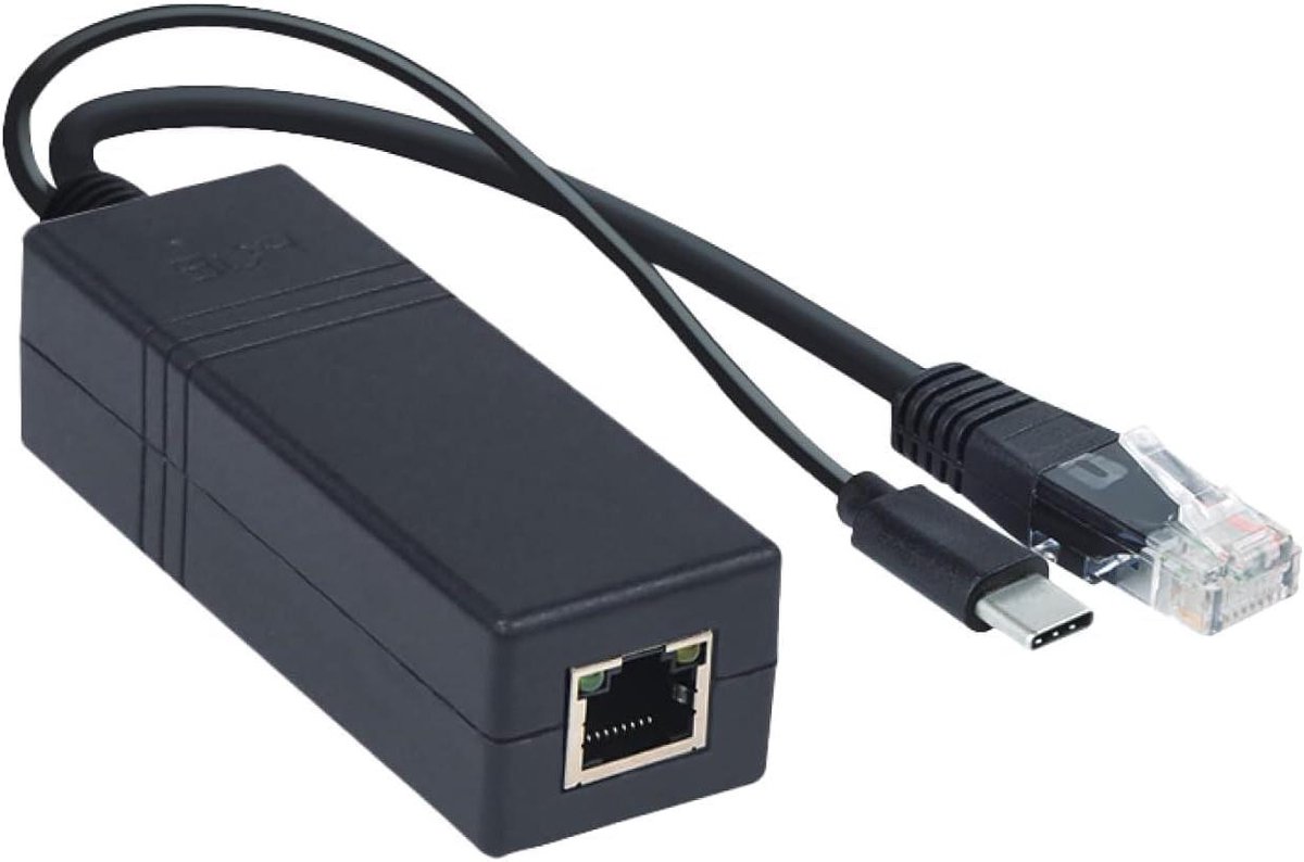 PoE Splitter - Netwerk Adapter - Stroom Delen - Type-C Uitgang - 1000 Mbps - Zwart