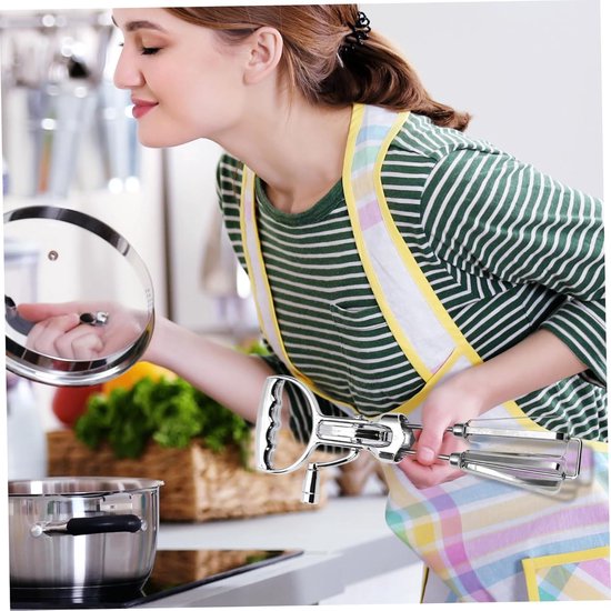 Handmatige Handmixer - Eierklopper Garde - Beslag Mixen - Dubbele Roterende Klopper - 31 cm - Zilver — afbeelding 4