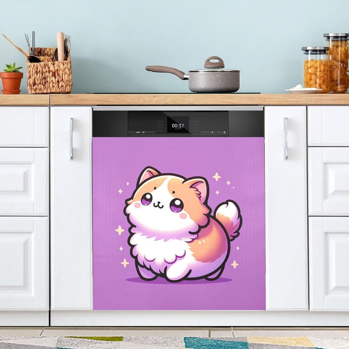 Vaatwasserhoes Magnetisch - Keuken Decor - Keuken Opfrissen - Universele Pasvorm - 58 x 66 cm - Paars