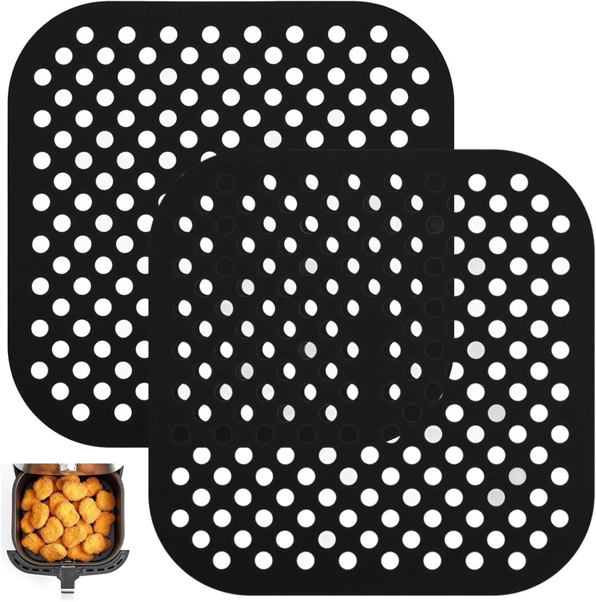 Herbruikbare Siliconen Mat voor Airfryer 21.5 cm - Perforeerde Bakmat voor Gezond Frituren en Koken