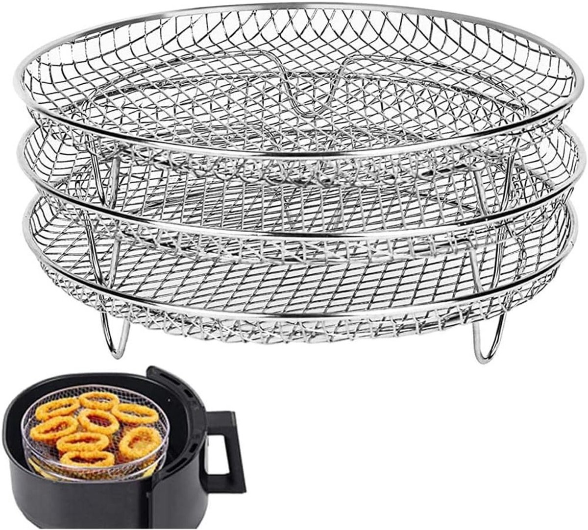 3 Stuks Rvs Airfryer Rack Ronde Stapelbare Rosten 304 Rvs Geschikt Voor 4.2 Tot 5.8 Liter Airfryers Als Ovenroosters En Droogrekken