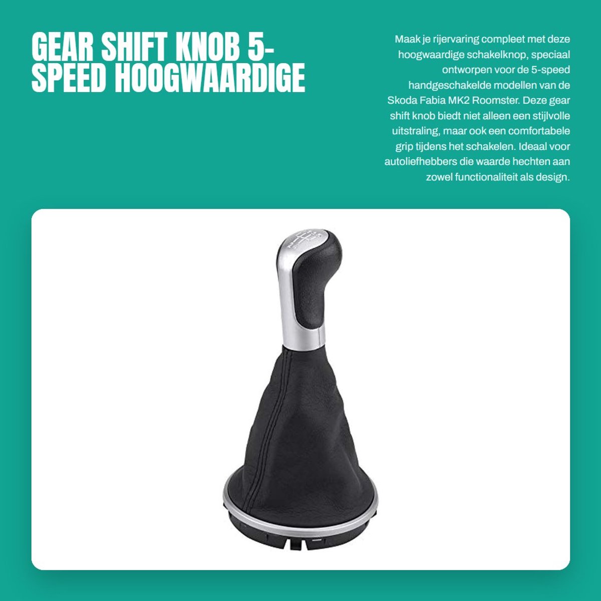 Dailygoods- Versnellingspook Hoes 5 Versnellingen - Pookknop - Pookknop Universeel - Versnellingspook Knop - Hoogwaardige PU Leren Hoes - Schokbestendig - Versnellingsknop